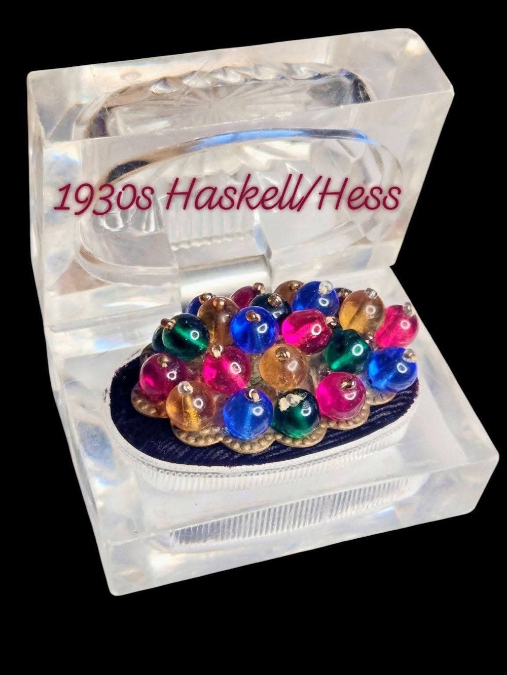 Vtg 1930s Unsigned Miriam Haskell Frank Hess Glass Bead Brooch